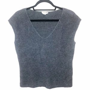 MAX MARA BLUE VNECK CAP SLEEVE SWEATER TOP…